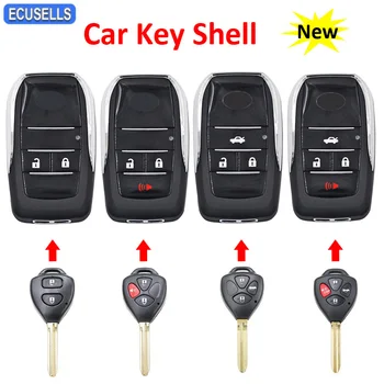 2/2+1/3/3+1 Чехол-накладка для дистанционного ключа с откидной кнопкой для Toyota Corolla RAV4 с необрезным лезвием TOY43