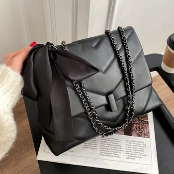 2023 Новая сумка через плечо Женская кожаная сумка-мессенджер Black Wings, зимняя модная женская сумка на ремне с двумя цепочками, роскошная сумка
