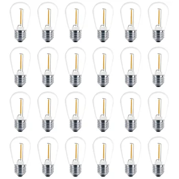 24 комплекта сменных лампочек 3V LED S14, небьющиеся уличные гирлянды на солнечной энергии, теплый белый