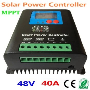 40A 48V MPPT Солнечный Контроллер Заряда, 40A Солнечный Контроллер 48V, Регулятор Батареи фотоэлектрической панели 40A 48V для Солнечной Системы мощностью 2000 Вт