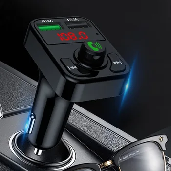 Автомобильная громкая связь Bluetooth 5.0 MP3-плеер FM-передатчик, автомобильный комплект, динамик громкой связи, аудиоадаптер, приемник, быстрое зарядное устройство USB 3.1A