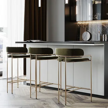 Барные стулья из кованого железа для кухонной мебели Кресло Ретро Легкий роскошный высокий табурет Бытовой барный стул для столовой