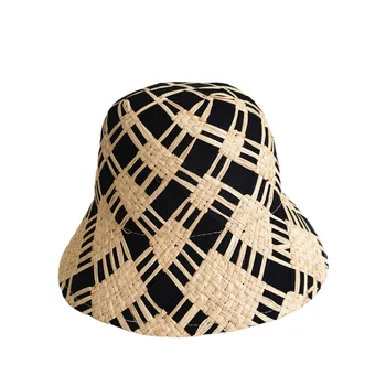Весенне-летний Солнцезащитный козырек, Складная Рыбацкая соломенная шляпа из натуральной рафии, Модная Тканевая панель из лафитной травы, Солнцезащитная дорожная шляпа