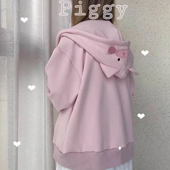Женская толстовка милая толстовка Оверсайз Harajuku Kawaii толстовка женский розовый свитер пуловеры с вышивкой ягненка и сахара Топы y2k