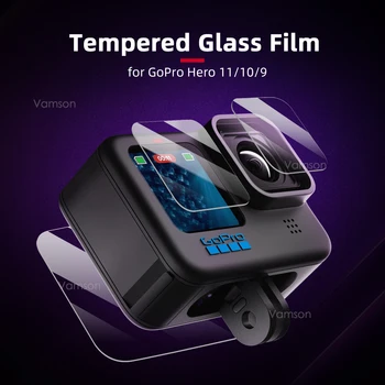 Защитная пленка из закаленного стекла Vamson для экрана GoPro Hero 12 11 10 9 Защита объектива Защитная пленка для аксессуаров Go Pro