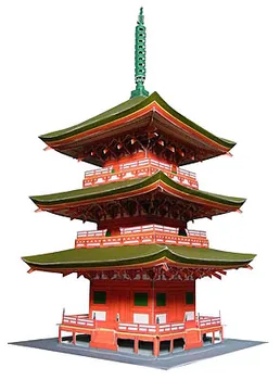 Известное сооружение - Бумажная модель знаменитой японской трехбашни grass shrine triple tower