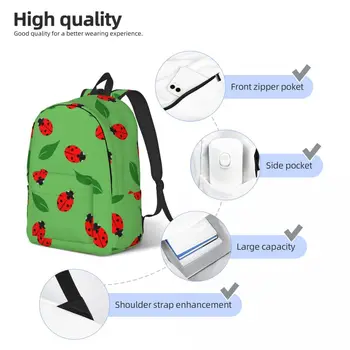 Мужской женский рюкзак, школьный рюкзак большой емкости для учащихся, школьная сумка с принтом Божьей коровки 4