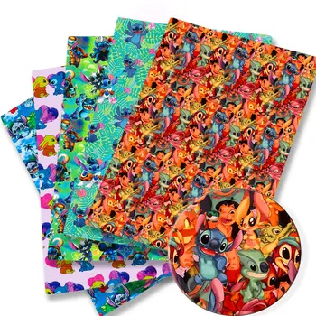 Мультяшная ткань Disney Stitch Горячие Поделки Ручной Работы Лоскутное шитье Детское платье Домашняя простыня Набивная Ткань Детская Ткань