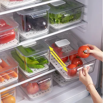 Строгий отбор кухонных холодильников, ящиков для хранения фруктов и овощей, ящиков для сортировки продуктов питания и морепродуктов, прозрачных сливных