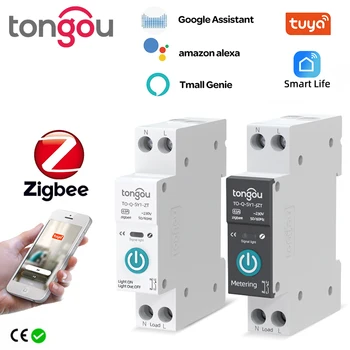 Умный Автоматический Выключатель TUYA ZigBee С Дозатором 1P 63A DIN-Рейка для Беспроводного Переключателя Дистанционного Управления Smart Home от Smart Life APP