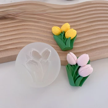 Цветок Тюльпана Ароматерапевтическая Свеча Силиконовая форма Креативное Украшение из гипса Форма для мыла ручной работы Форма для пищевой Помадки
