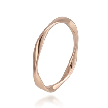 1 шт. Кольцо из настоящего розового золота 18 Карат Au750, женское гладкое кольцо Мебиуса, размер США 5-7.25