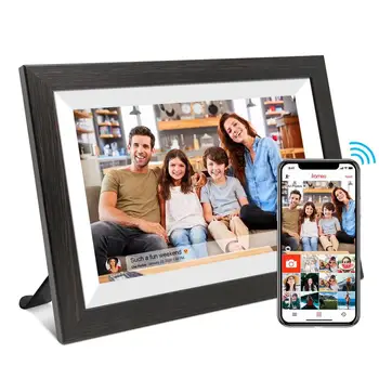 10,1-дюймовая облачная цифровая фоторамка с Wi-Fi, приложение для ios Android, удаленная цифровая фоторамка, деревянная цифровая рамка