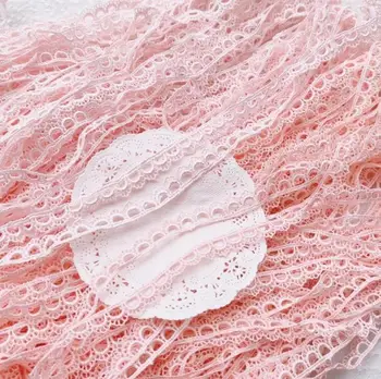 10 Метров розовых кружевных накладок для DIY Водорастворимых полиэфирных волнистых кружевных лент, аксессуаров для украшения одежды 11 мм