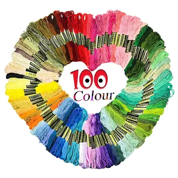 100 цветов Линия вышивки крестом Нить для вышивания Проводка для вышивки крестом Ручная работа Цветная хлопчатобумажная нить 