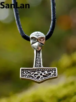 12шт новое поступление мужской кулон под старину Посеребренный Тор Молот викинга ожерелье ювелирные изделия SanLan