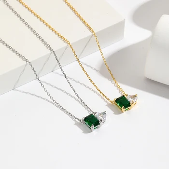 2023 Новое Модное циркониевое ожерелье в форме сердца для женщин, Высококачественная Зеленая подвеска 