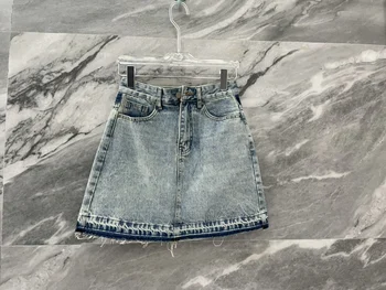 2023SS Летняя Роскошная Новая Женская Повседневная юбка трапециевидной формы из ковбойской джинсовой ткани высокого качества для леди-пачки