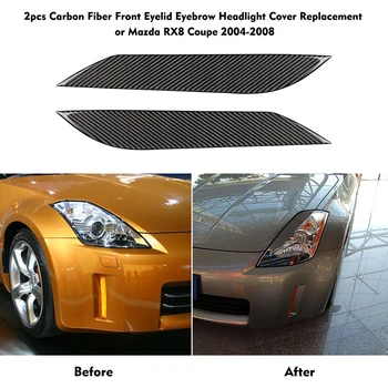 2шт Замена крышки фары для переднего века из углеродного волокна для NISSAN 03-08 350Z Z33 аксессуары для укладки автомобилей