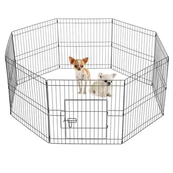 8-панельный манеж для собак, металлический, черный, большая собачья будка, клетка для собак