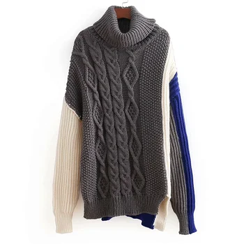 Bella Philosophy, подходящий по цвету вязаный крючком свободный свитер, водолазка с длинным рукавом, пуловеры, зимняя женская повседневная одежда, топ