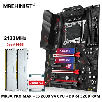 MACHINIST X99 Kit Материнская плата Xeon E5 2680 V4 CPU Процессор LGA 2011-3 Комплект 2 * 16 ГБ памяти DDR4 RAM четырехканальный M-ATX MR9A PRO MAX