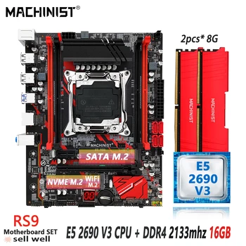 MACHINIST X99 Комплект материнской платы LGA 2011-3 Комплект Xeon E5 2690 V3 CPU Процессор 2X8 = 16 ГБ Оперативной памяти DDR4 ECC SSD NVME M.2 Sata RS9