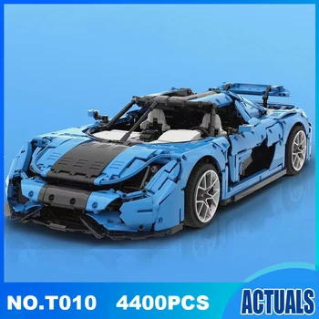 MOC Super Sports Racing blue Car Высокотехнологичная модель Строительные блоки, кирпичи, игрушки для мальчиков, подарки 23002 13120