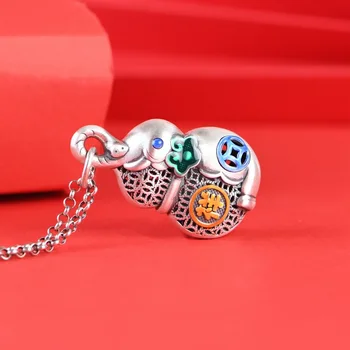 XS Винтажное китайское шикарное женское ожерелье с тыквой в виде счастливого слона, кулон с подвеской в виде счастливого слона, женское ожерелье с подвеской в виде счастливого слона