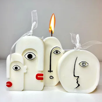 Абстрактное Человеческое лицо Силиконовая форма для свечей DIY Скандинавский дизайн Изготовление ароматических свечей Гипс Эпоксидная смола Форма для изготовления мыла Home Decor