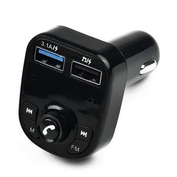 Беспроводной автомобильный FM-передатчик Bluetooth 5.0, автомобильный комплект громкой связи, музыкальный MP3-плеер, аудиоприемник, 2 USB-адаптера для быстрого зарядного устройства