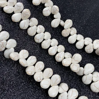 Бусины из натурального камня в форме семян дыни с горизонтальными отверстиями, белая бирюза для изготовления ювелирных изделий, браслет 