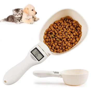 Весы для корма для домашних животных, ЖК-электронный прецизионный инструмент для взвешивания, Мерная ложка для кормления собак, кошек, Цифровой дисплей Кухонных весов