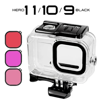 Водонепроницаемый чехол GoPro Hero 11 для дайвинга Защитная крышка корпуса Подводный красный Фиолетовый Розовый фильтр Аксессуары для камеры Go Pro 10 9 0