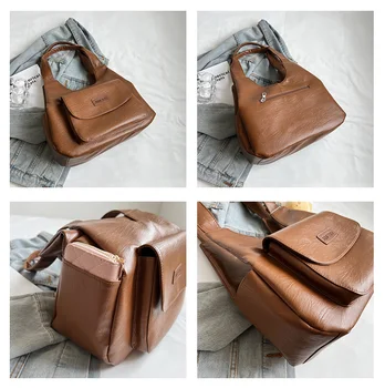 Высококачественная женская сумка большой емкости, роскошная женская дизайнерская сумка, повседневная ручная сумка, сумки из мягкой кожи, легкая сумка через плечо, женская сумка-мешок 4