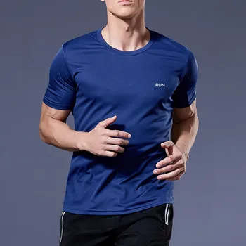 Высококачественная Мужская футболка для бега из полиэстера, Быстросохнущая Футболка для фитнеса, Одежда для тренировок, Футболки для спортзала, топы, легкий вес