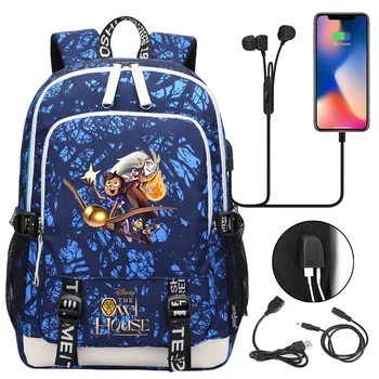 Горячие школьные сумки Disney The Owl House для подростков USB Зарядка Рюкзак для ноутбука Сумка для мальчиков и девочек Сумка для студенческих книг Mochila Дорожная сумка