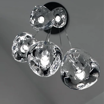 Горячий блеск современная хрустальная люстра прозрачный стеклянный шар лампа прямоугольник хромированная нержавеющая сталь светодиодная люстра для гостиной 4