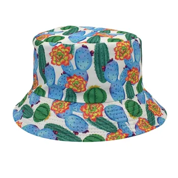 Двусторонняя одежда с рисунком кактуса, Рыбацкая шляпа, мужская и женская Уличная Солнцезащитная шляпа, летняя шляпа, женская шляпа, Черная 2