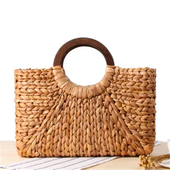 Деревянное кольцо, портативная Женская соломенная сумка, Корейская сумка из кукурузной кожи, ретро-художественная пляжная сумка, фотографии для путешествий, реквизит, соломенная сумка, Лунная сумка