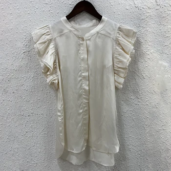 Женская рубашка ZESSAM с однотонным графическим принтом, пуловер с круглым вырезом и коротким рукавом на пуговицах, Винтажный Классический повседневный женский топ 2023 1