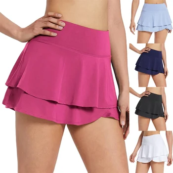 Женские плиссированные теннисные юбки, многослойные мини-спортивные юбки с оборками и шорты для бега, мини-юбка для тренировок