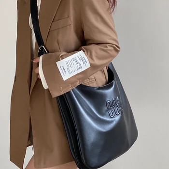 Женские сумки-мессенджеры большой емкости из мягкой искусственной кожи, деловая сумка через плечо, модная женская сумка-тоут с надписью