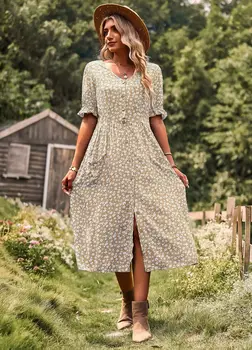 Женское платье Весна / лето, темпераментное платье трапециевидной формы с принтом, популярное в независимых магазинах облегающее платье 5