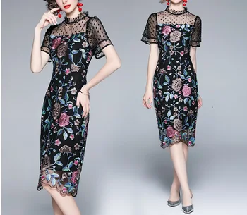 Женское роскошное сетчатое платье с вышивкой, высококачественное элегантное свадебное платье Femme Vintage Runway Designe