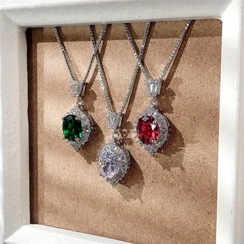 Изящное ожерелье, ювелирные изделия для женщин, серебро 925 пробы, Подвеска с ослепительным бриллиантом, Аксессуары для свадебной церемонии, Необычный подарок