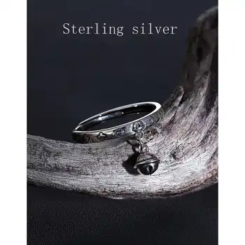 Кольцо из стерлингового Серебра 925 пробы для женщин, модное Маленькое кольцо с колокольчиком, Кольцо для пары, Кольцо Регулируемого размера, тайское серебряное Ювелирное Обручальное Кольцо