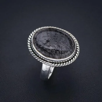 Кольцо из стерлингового серебра 925 пробы ручной работы с рутиловым кварцем StarGems 8 F1999 0