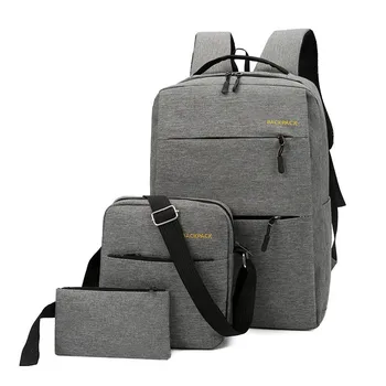 Комплект из 3 предметов, мужской рюкзак для ноутбука, деловые рюкзаки, школьная сумка большой емкости для мальчика 0