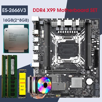 Комплект материнской платы X99M-G с процессором Xeon E5 2666V3 LGA2011-3 2шт X 8 ГБ = 16 ГБ Оперативной памяти DDR4 2133 МГц 256 ГБ NVME M.2 SSD-КУЛЕР